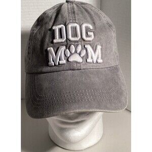 Dog Mom Baseball Hat Woman’s Cap Grey Paw Print Strap Back Summer Pet Lover Gift